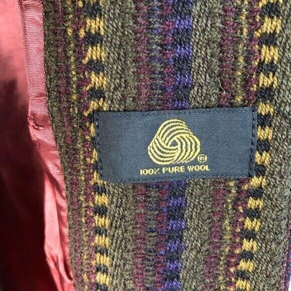 Vintage 90s Henri Bendel Striped 100% Wool Button Up Long Jacket - Picture 7 of 9